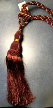 Burgundy &amp; Gold Window Treatment Curtain Drapery Tassel Rope Cord Tie-back - £9.73 GBP