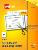 Avery 73601 Self-Adhesive Laminating Sheets, 9 X 12 Inch, Permanent Adhesive, 50 - $34.94