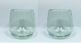 LOT OF 2 Mexican Handmade Roli Poli Glass 3&quot;diam x 3.5&quot;H - CANVAS - £19.58 GBP