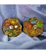 Vintage avon  Multi color crystal cluster flower earrings - £15.80 GBP