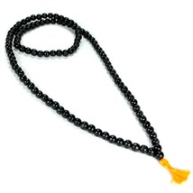 Genuine Ebony Wood Mala 8mm Prayer Bead Necklace New Black Natural Jewelry Real - £20.81 GBP