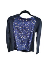 Zara Blouse Medium Womens Black Blue Animal Print Long Sleeve Pullover - $18.60