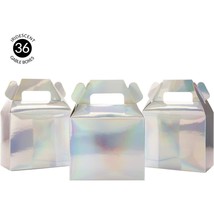  Iridescent Gable Party Favor Boxes 4.75&quot; 36 Pack Holographic Foil Favor Box - £17.56 GBP