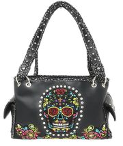 Texas West Women&#39;s Embroidered Flora Sugar Skull Purse Handbag and Clutch Wallet - £38.76 GBP