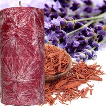 Lavender &amp; Sandalwood Scented Palm Wax Pillar Candle Hand Poured - £19.75 GBP+