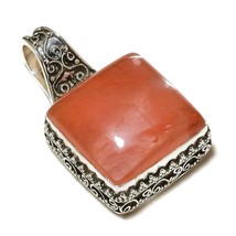 Red Cherry Quartz Gemstone 925 Silver Overlay Handmade Vintage Style Pendant - £11.95 GBP