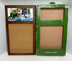 John Deere Wood Frame Bulletin Board, Winter Tractor Kids Snowman Barn Dog Tiles - £28.40 GBP