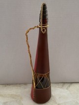 Vintage Leather Wrapped Wine Decanter Bottle Amber Glass Spain Norleans - $38.50