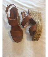 Zigi Soho Alexys Platform Wedge Sandals Leather Open, Congac sz 10 new - $1,432.08 MXN