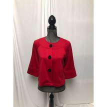 Studio Works Jacket Womens Petite Medium Red Black Buttons Blazer - $18.02