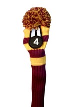 Tour #4 Hybrid Purple &amp; Yellow Golf Headcover Knit Pom Classic Head Cover - £12.95 GBP