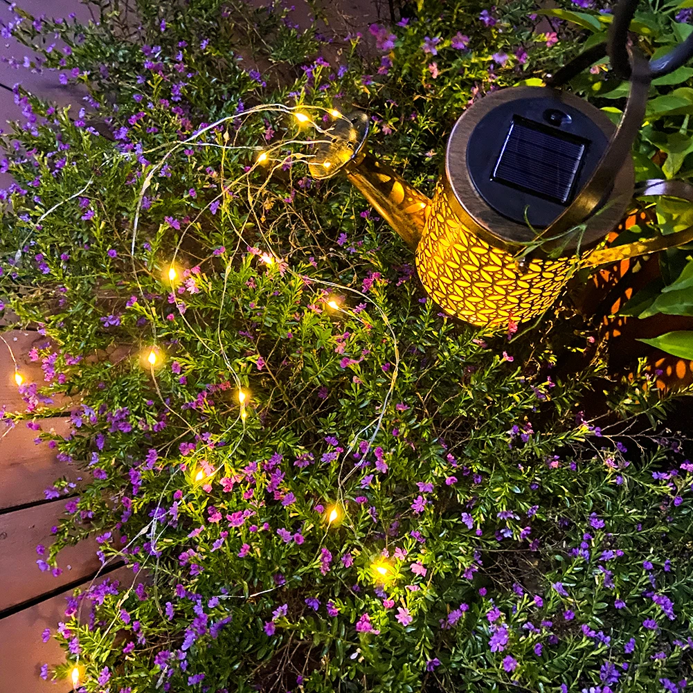 Watering Can Solar Powered Lamp Garden  Projection Light LED Waterfall String Ke - £76.47 GBP