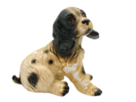 Vintage Springer Cocker Spaniel Dog Pup Black Beige Collectible Display Figurine - £12.12 GBP