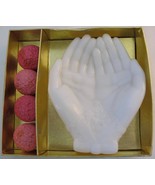 Vintage Avon Touch of Beauty Milk Glass Hands Soap Dish Pink Floral Gues... - £12.75 GBP