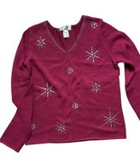 Vtg NWT Susan Bristol Pink Beaded Sweater Whimsical Fairy  Large Retro C... - $476.61 MXN