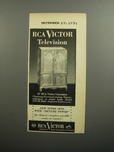 1951 RCA Victor Clarendon Television Advertisement - £14.78 GBP