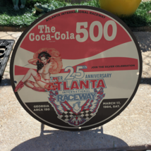 1984 Vintage Coca-Cola 500 Atlanta International Raceway Porcelain Enamel Sig... - $148.45