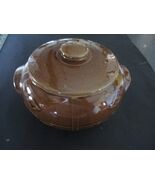 USA POTTERY Southwest Indian Bean Pot Lidded Jar Brown Glaze VTG - $22.28