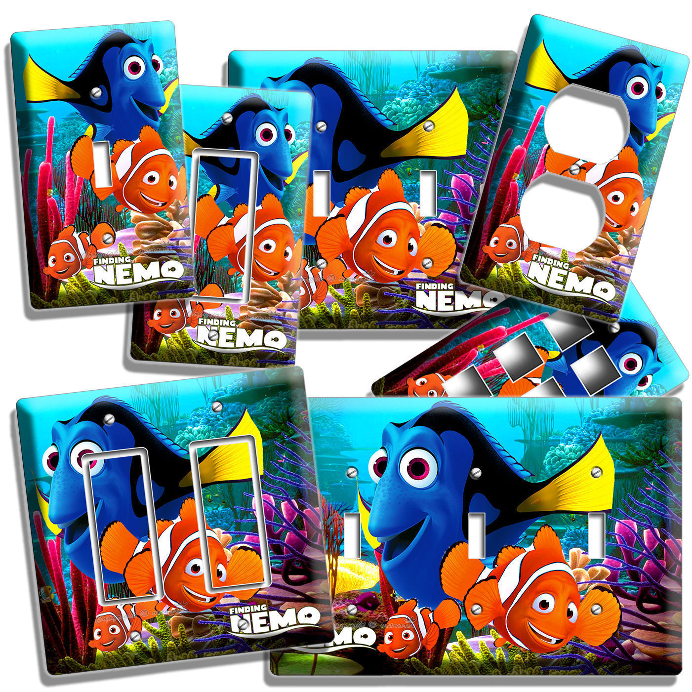 FINDING NEMO DORY MARLIN OCEAN LIGHT SWITCH WALL PLATE OUTLET KIDS BEDROOM DECOR - £9.63 GBP - £24.08 GBP