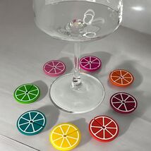 Colorful Citrus Drink Marker Charms – Set of 8 Glass Identifiers - $10.84