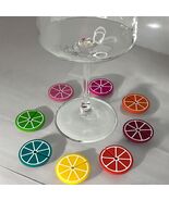 Colorful Citrus Drink Marker Charms – Set of 8 Glass Identifiers - $10.84