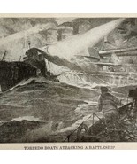 1914 WW1 Print Torpedo Boats Attack Battleship Antique Military Collectible - £31.46 GBP