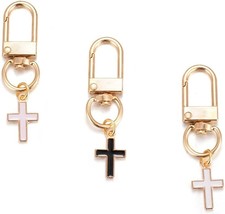 Small Cross Keychain for Women 3pcs Pack White Pink Black Car Keys Ring ... - £18.32 GBP