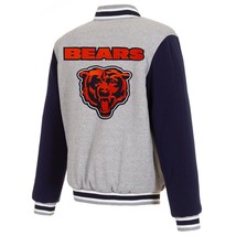 NFL Chicago Bears Reversible Full Snap Fleece Jacket JH Design Embroidered Logos - £101.68 GBP