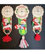 Vintage Bucilla Candy Elf &amp; Santa Felt Sequin Christmas Door Knob Covers... - $50.44