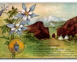 Colorado State Card Columbine Flower Seal Garden Of the Gods DB Postcard... - £2.80 GBP