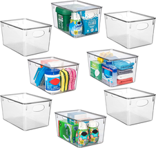 Plastic Storage Bins with Lids – Perfect Kitchen Fridge Organizer, Pantry 8 Pack - £90.34 GBP