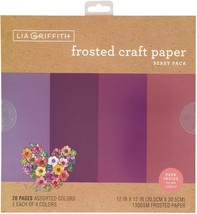 Frosted Craft Tissue Paper 12&quot;X12&quot; 20/Pkg-Berry-Purples - £17.40 GBP