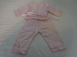 American Girl Doll Ruthie Pink Satin Pajamas Pants Top  Pearl Polka Dot Outfit - £22.16 GBP
