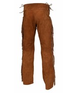 Mens Real Buckskin Suede Leather Brown Pant Fringes Red Indian Reenactment - $178.34 CAD