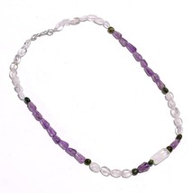 Natural Amethyst Crystal Gemstone Mix Shape Smooth Beads Necklace 17&quot; UB-6746 - £8.67 GBP