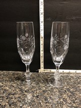 Two Beautiful Crystal Champagne Glasses 8” Tall Please See Description . - £11.79 GBP