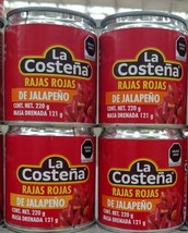 4X LA COSTENA RED JALAPENO SLICES ( RAJAS ROJAS DE JALAPENO ) 4 CANS  22... - $24.74