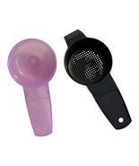 Tupperware Mini Strainer Sifter Gadget &amp; Funnel Set Sheer Pink &amp; Black New - $13.67