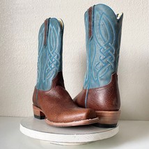 Lane Capitan Mens Cowboy Boots CANYON 10 D Brown Blue Leather Cutter Toe... - £115.10 GBP