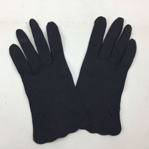 Vintage 50s Womens Black Scalloped Church Gloves Accessories - £23.62 GBP