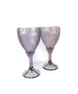 2 Fostoria Water Goblets Monet Purple Flower Petal Stemmed Ribbed Bowl V... - $19.50