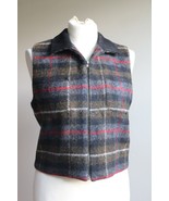 Vtg Scott Taylor 6 Fuzzy Wool Plaid Gray Brown Check Full Zip Vest USA Made - £17.26 GBP