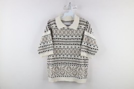 Vtg 90s Coogi Style Womens M Ed Bassmaster Knit Collared Short Sleeve Sweater - £54.34 GBP