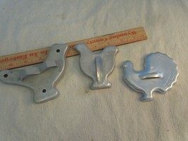 Vintage Metal Cookie Cutters ~Lot Of 3 Bird Fowl Chicken Turkey - £11.44 GBP