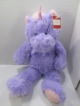 DAN DEE 24&quot; Purple Sitting unicorn Plush w/tag Pink Shinning Horn Stuffed Animal - £21.94 GBP