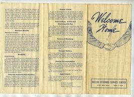 Welcome Home Brochure Dallas Veterans Service Center 1940's - $17.80