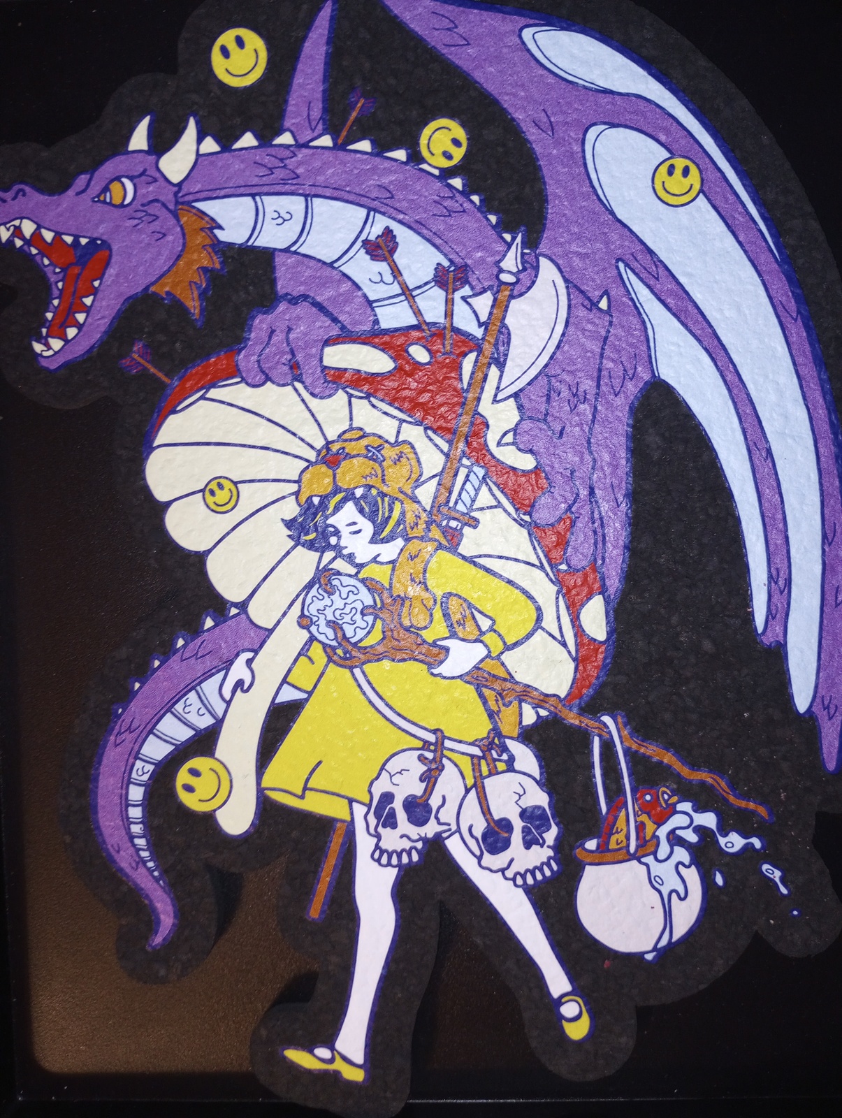 Primary image for Collectible art heady glass moodmat mood mat smoke pad dragon salty girl
