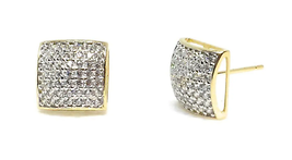 ADIRFINE 14K Solid Gold 8.5mm Square Micro Pave Cubic Zirconia Stud Earrings - $215.99