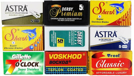 Delux Double Edge Safety Razor Blades Variety Pack 15 different brands 8... - £14.88 GBP