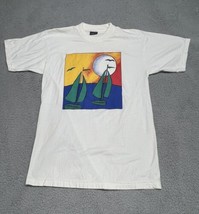 Vgt Aki Adult  T- Shirt XL Tropical Sailing  Moonlight Golden Sky Graphic  White - £22.89 GBP